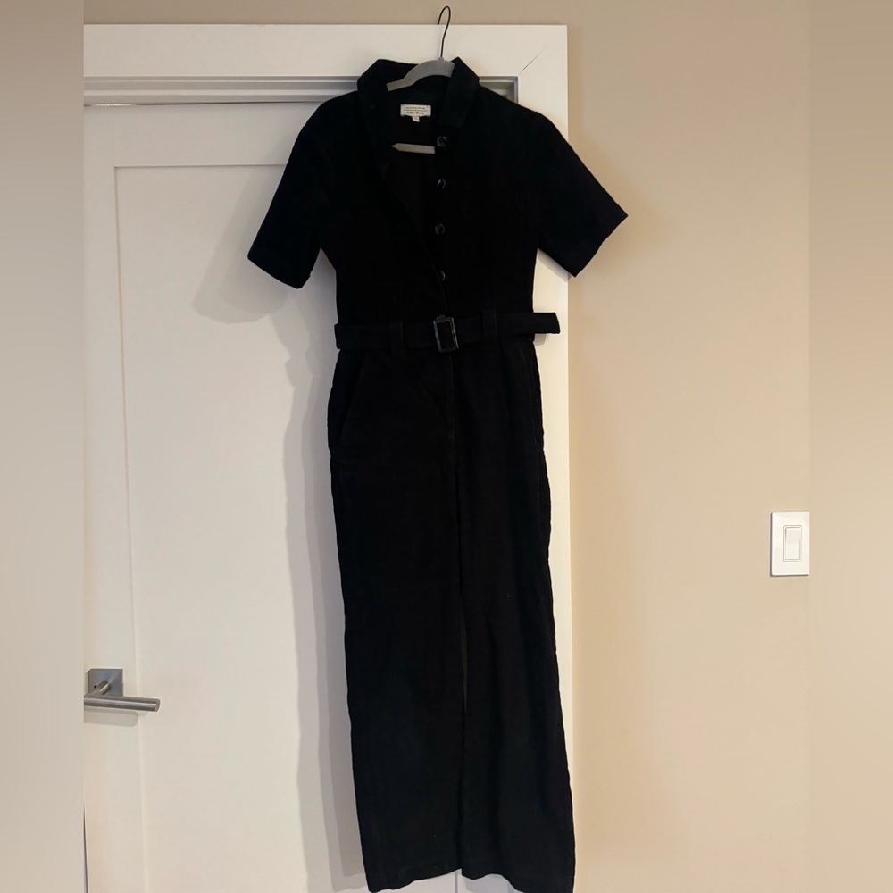 & other stories Belted Short Sleeve Corduroy Jumpsuit
